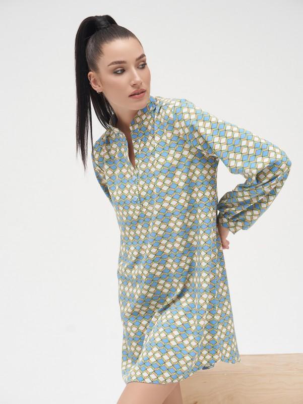 Abito chemisier asimmetrico stampato ISSA Plus L rosa