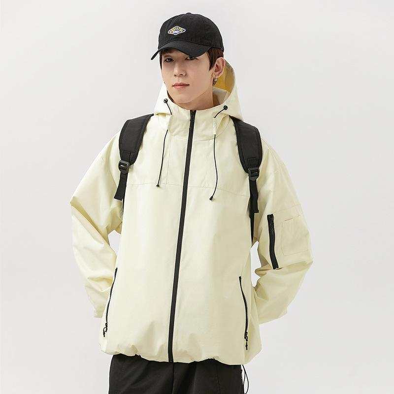 Spring and Autumn Tide Hooded Windproof Color Matching Jacket Spring and Autumn Mountain Outdoor Waterproof High Gram Tooling Mountaineering Suit