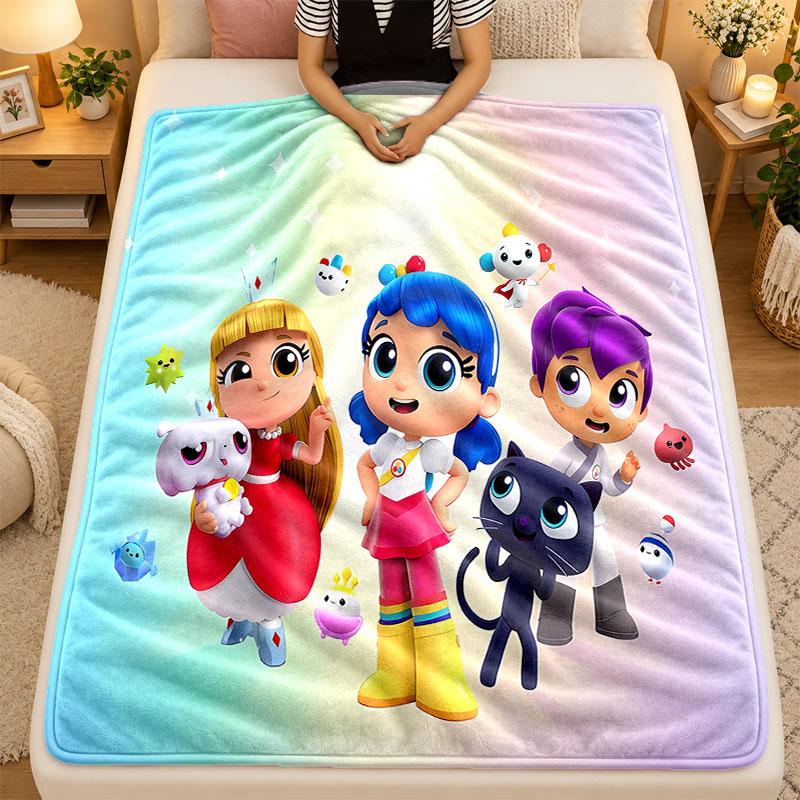 Flannel BlanketTrue And The Rainbow Kingdom Warm Soft Throw Blanket for Indoor Sofa Bed Living Room Use