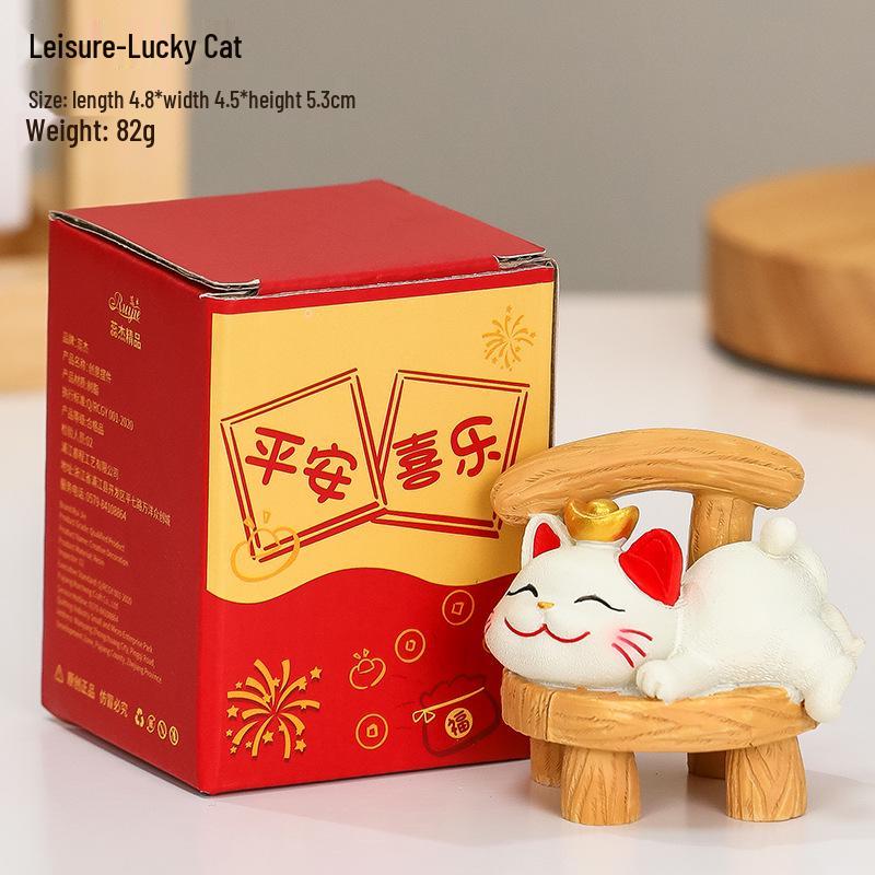 Lucky Cat Resin Mobile Holder - Cute Office Desktop Decoration Gift