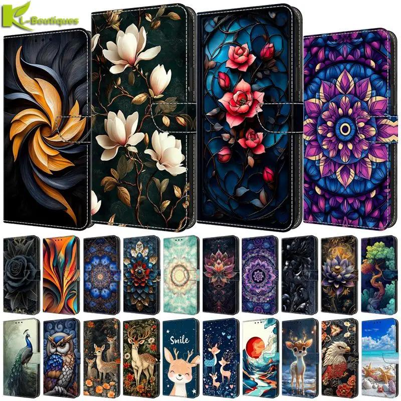 Custodia per Samsung S24 Ultra / S23 Ultra Portafoglio Flip Cover Dipinta per Samsung Galaxy S24 FE S23 FE S24+ Plus Copertura Protettiva Etui