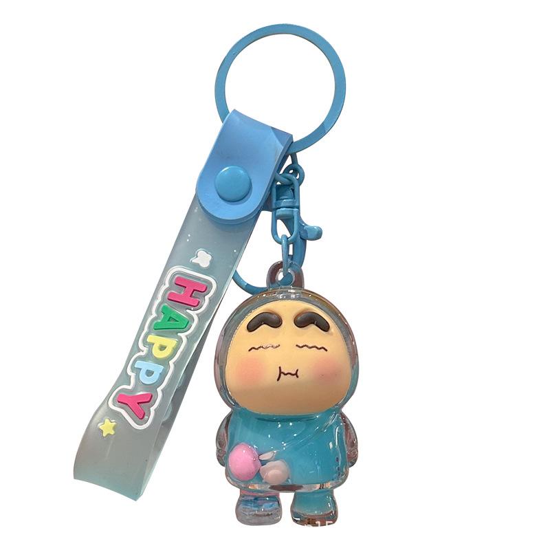 Crayon Shin-chan Glitter Keychain: Cute Bean Figurine Charms for Bags & Couples Purple Shin-chan Glitter Keychain
