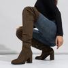 Fashion Eilyken Winter Zipper Women Over-the-Knee Boots Fashion Flock Square Heel Shoes Thigh High Long Botas De Mujer