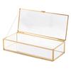 Nordic Retro Golden Trim Geometry Jewelry Trinket Glass Box Case with Cover