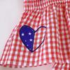 Hot Selling Patriotic Infant Girls Clothing Set Star Bow Fly Sleeve Top Plaid Shorts 2 Piece Outfit With Heart Embroidery For 0 3 Years Old Daily Wear