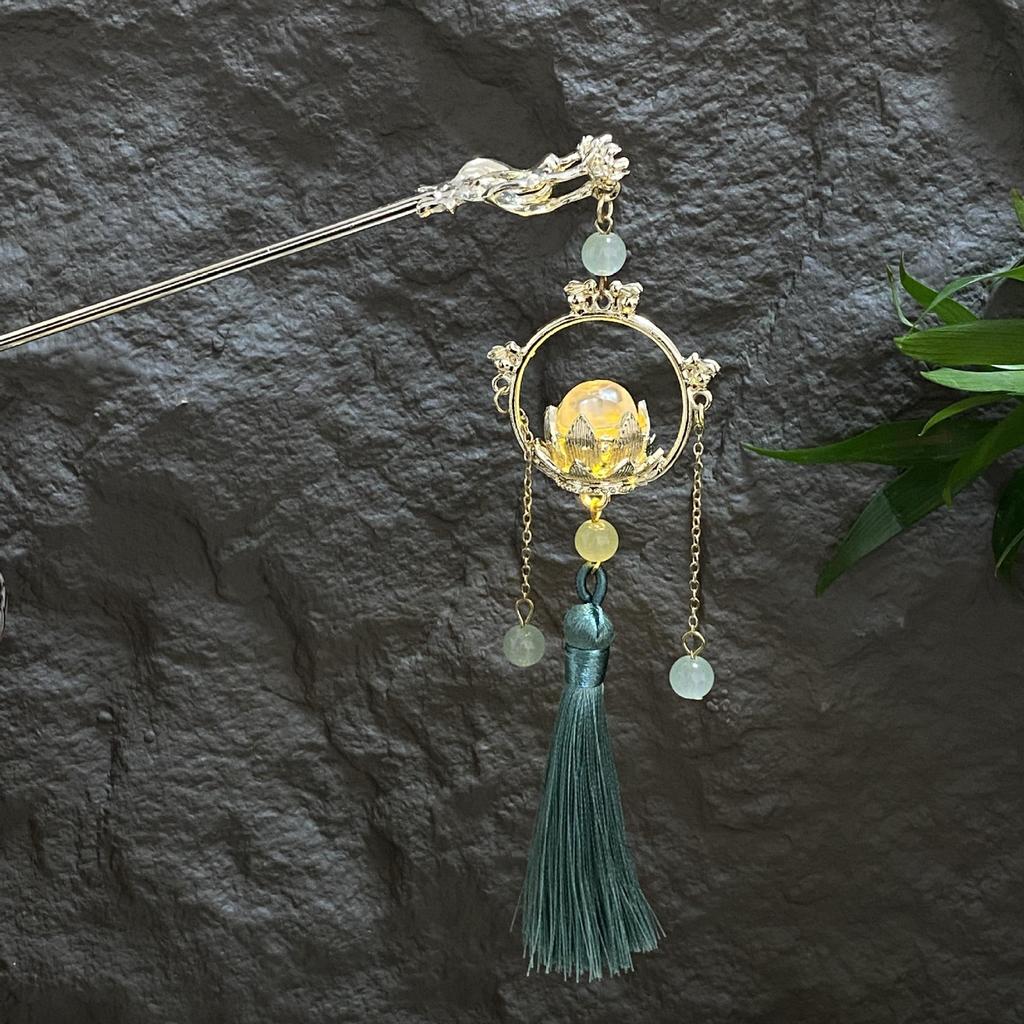 Fermacapelli Lanterna Luminosa di Alta Gamma per Gonne Hanfu - Popolare Accessorio Stile Paesaggistico