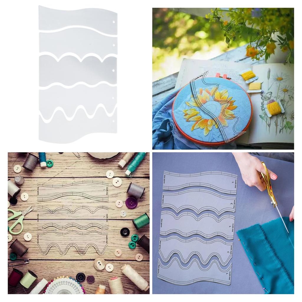 5Pcs Clear Acrylic Quilting Rulers Quilting Templates Double Side Wavy Quilting Rulers Stencils For Patchwork Project