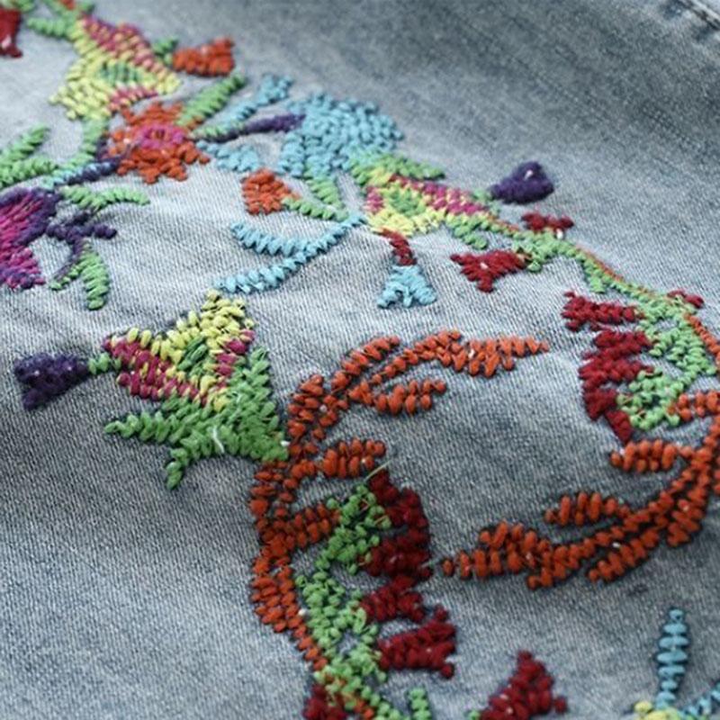 Vintage Style Embroidery Denim Pants Female Summer New Cropped Straight Leg Wide Leg Pants for Women High Waist Loose Tassels Jeans Women 2025