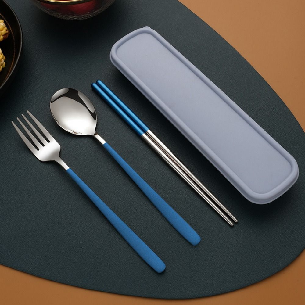 Stainless Steel Forks and Spoon Chopsticks Set 3 In 1 Travel Cutlery Set  Coffee Stirring Spoon