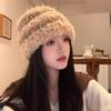 Warm Fluffy Earmuffs Thickened Pullover Cap Fashion Knitted Beanie Hat  Women