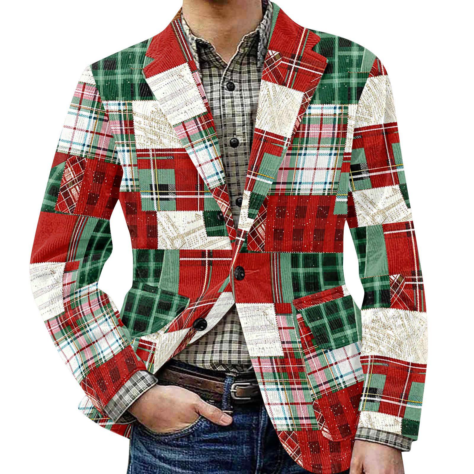 

Мужской уродливый рождественский вельветовый теплый карманный пиджак-кардиган, мужской повседневный костюм XXXL зелёный