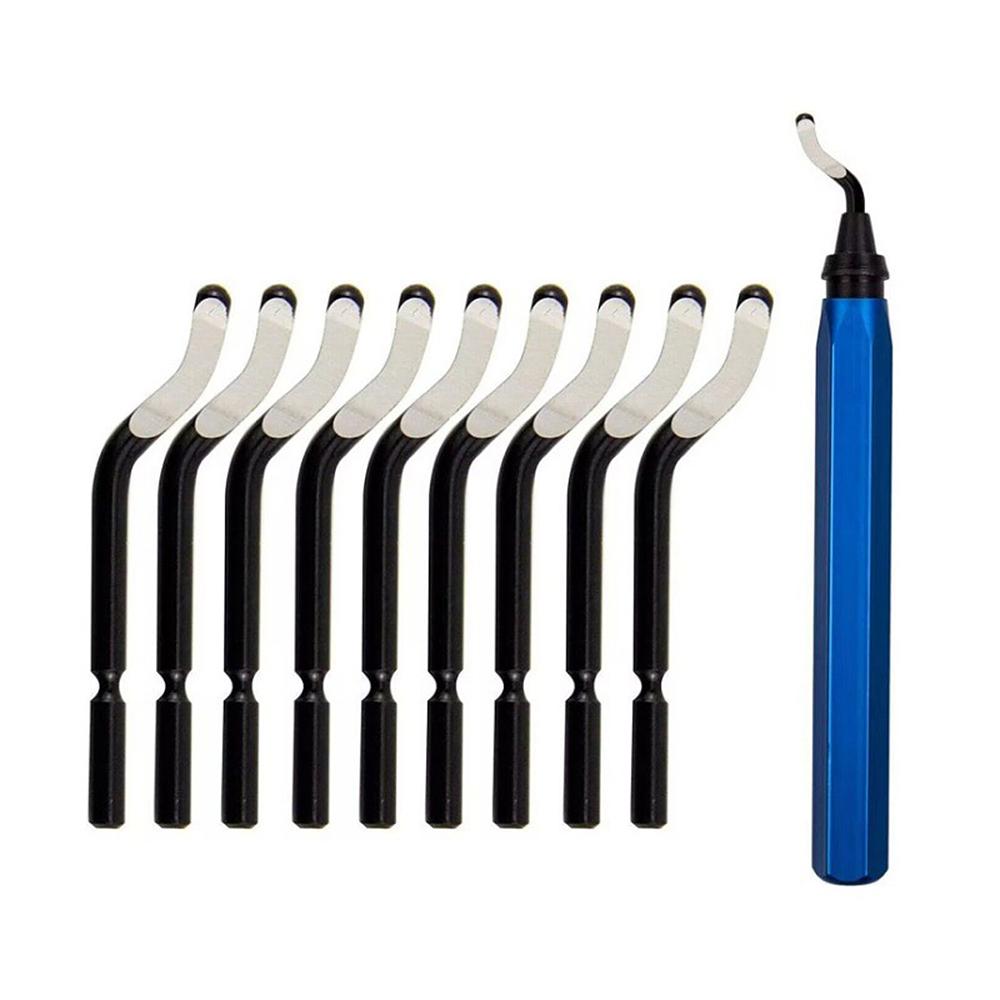Deburring Tool with 11PCS High Speed Steel Rotary Blades Burr Removal Reamer Tool for Resin Metal Plastic PVC Pipes and Copper