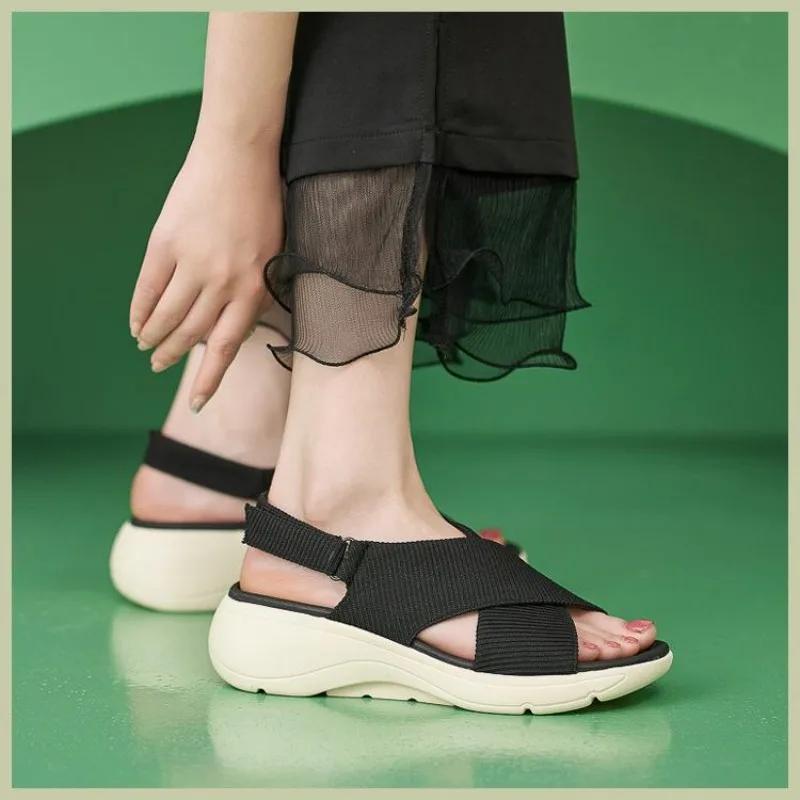 GKTINOO 2025 Summer Shoes Women Flat Sandals Peep toe Brand Ladies Shoes Bohemia Style Sandals Black Green Plus Size 41