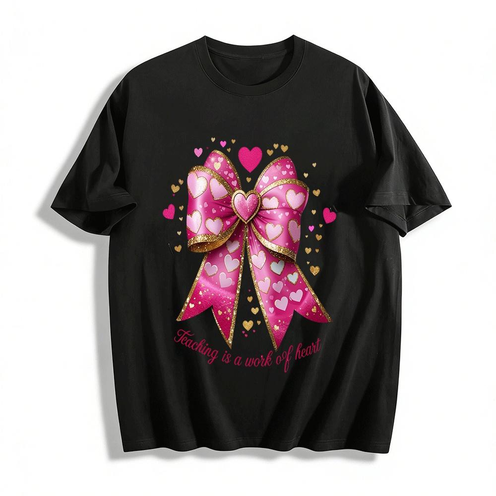 Just a Loved Goose Bow Heart Graphic Casual Top Pure cotton T-shirt XXS