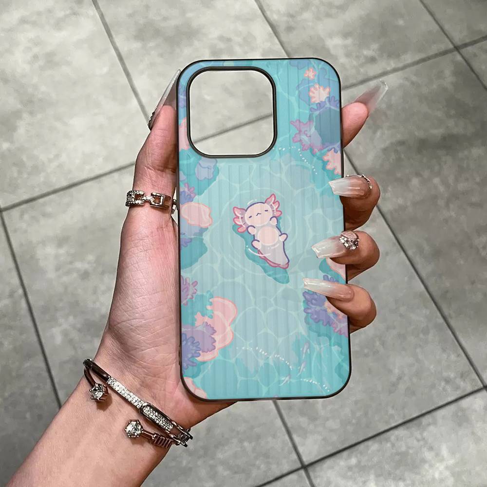 

Мультяшный Аксолотль Милый Для IPhone 17 16 15 14 13 12 11 Pro Max Plus Pro Гофрированный Ударопрочный Матовый Чехол для Телефона iPhone 14