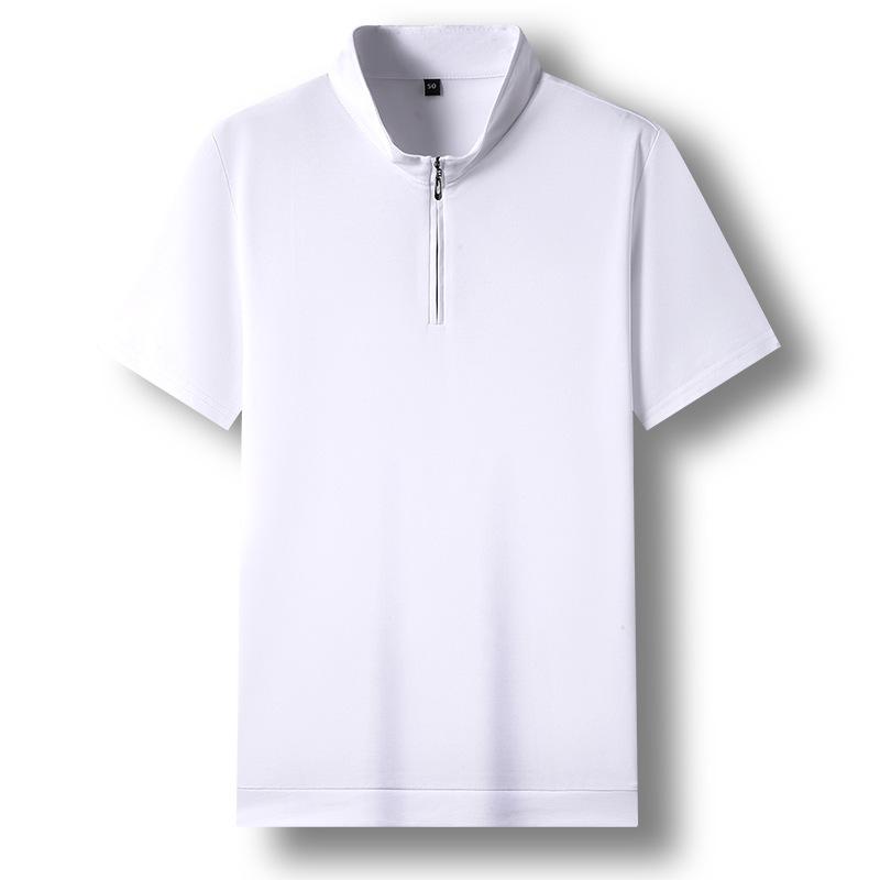 New Summer Men's Stand Collar Half Zipper Short Sleeve T-Shirt Men's Men's Half Sleeve Tops Youth Men's Clothing