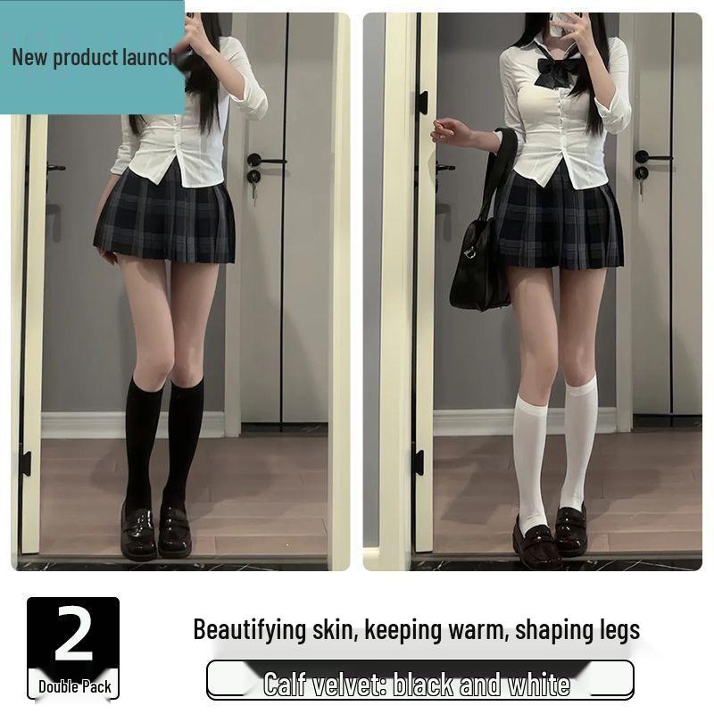 Meias-calças Veludo Preto Fosco 80D Femininas - Meias Cinza Nude Anti-Puxões para Primavera e Outono