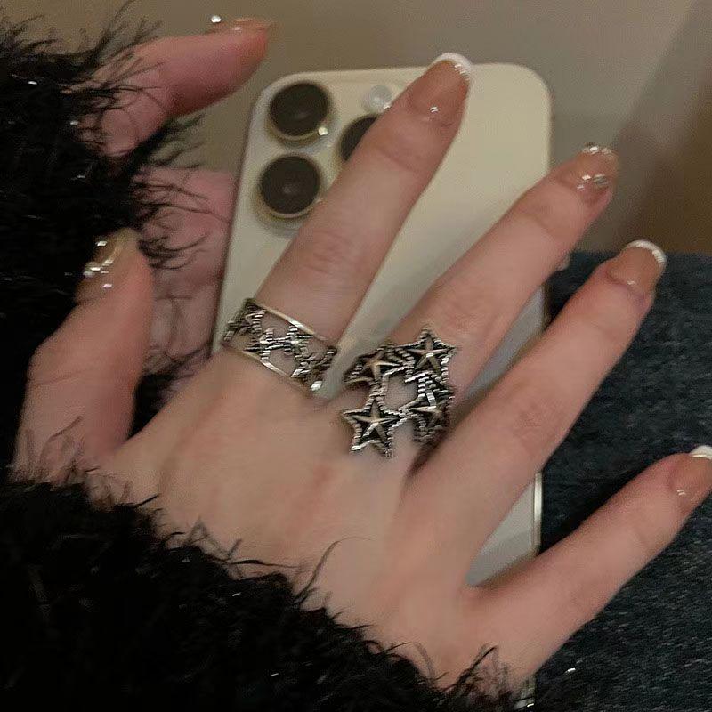 

Винтажное металлическое кольцо-звезда с открытым дизайном для женщин – Дизайнерское кольцо для указательного пальца знаменитости высокого класса