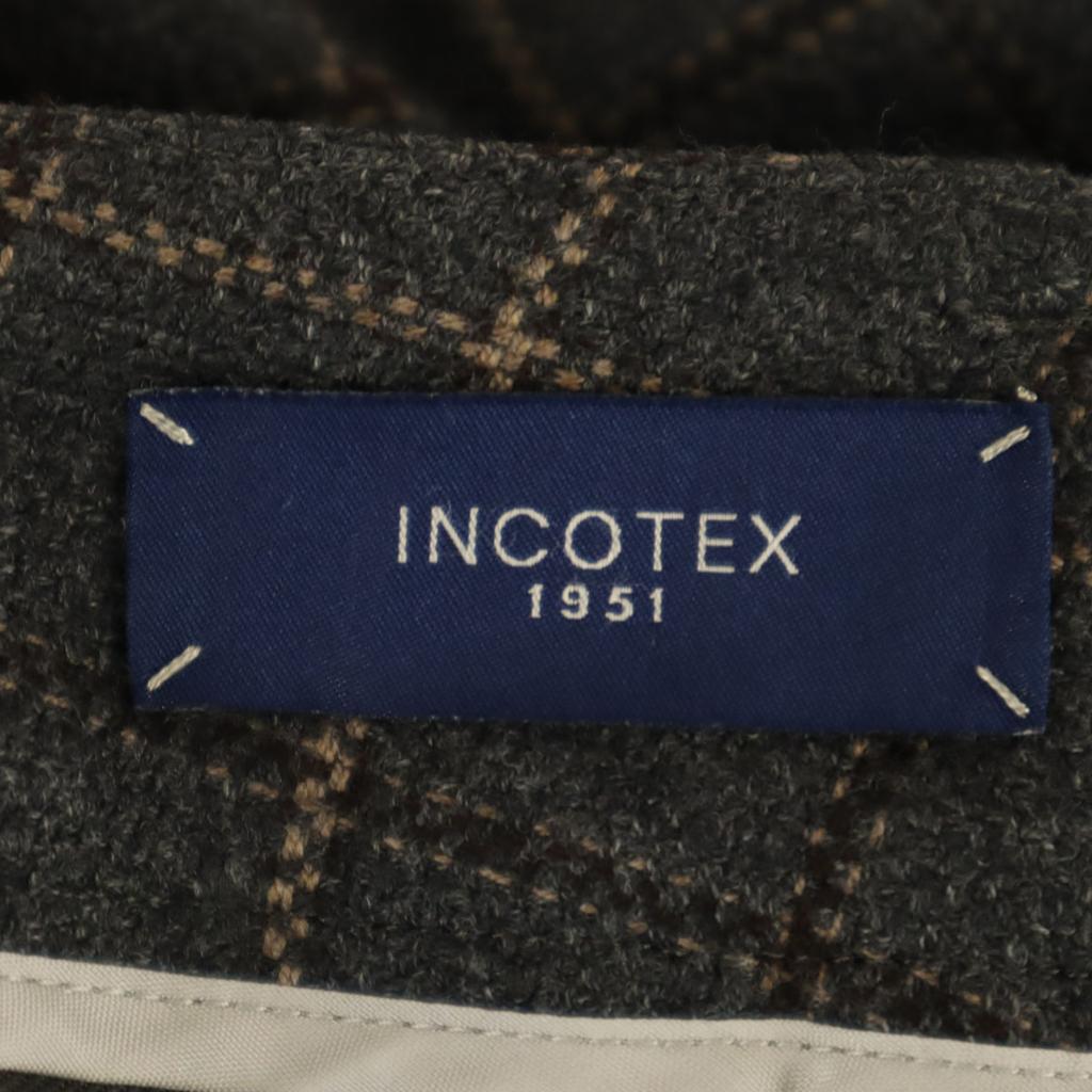 INCOTEX Made In Japan Wool Check Straight Pants 42 Gray Women Used