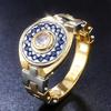 Moteklokkeformede gifteringer for kvinner Tofarget design Brilliant Cubic Zirconia Unike kvinnelige ringer Forlovelsessmykker