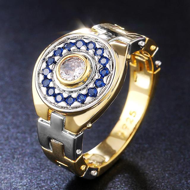 Moteklokkeformede gifteringer for kvinner Tofarget design Brilliant Cubic Zirconia Unike kvinnelige ringer Forlovelsessmykker