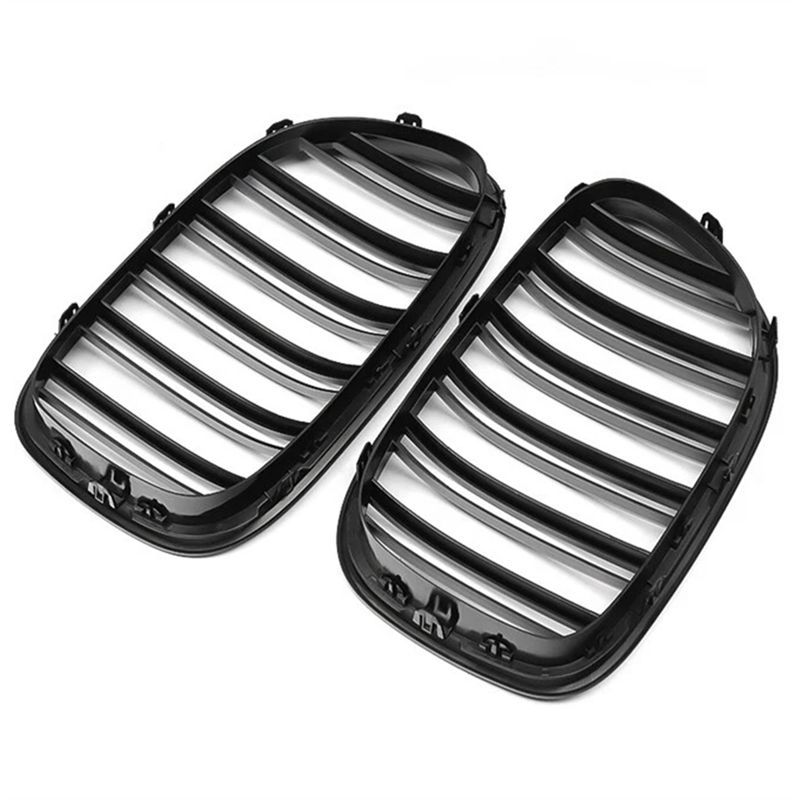 A30F-1Pair Front Kidney Radiator Grille 51117184151 51117184152 For BMW F01 F02 09-15 Middle Grille Air Intake Gloss Black