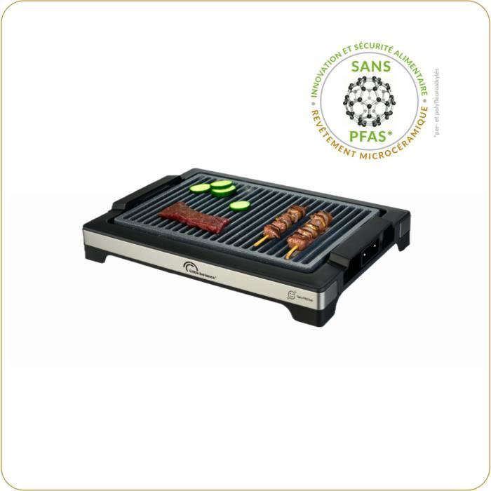 Barbecue électrique LITTLE BALANCE - Easy Nopifas - Surface de cuisson 38 x 25 cm - Revêtement microcéramique sans PFAS - 2000W