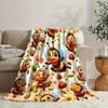 1pc Whimsical Bee Cartoon Fleece Throw Blanket Cozy Reversible All-Season Flannel with Vibrant Digital Print for Sofa & Room