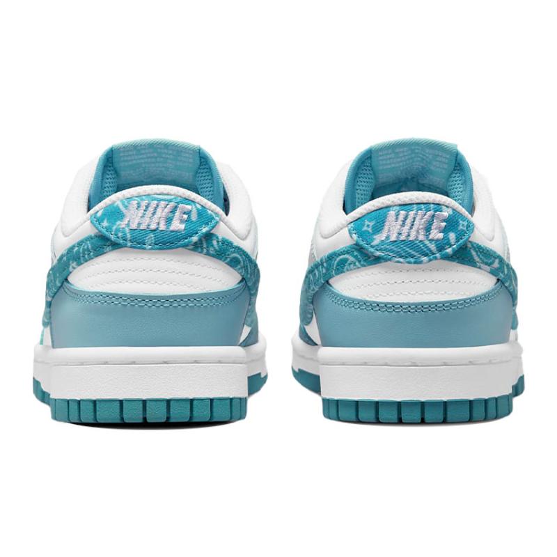 Nike Dunk Low ESS Blue Paisley Canvas Leather Cashew Flower Non-slip Wear-resistant Low-top Skate Shoes for Women White and Blue DH4401-101