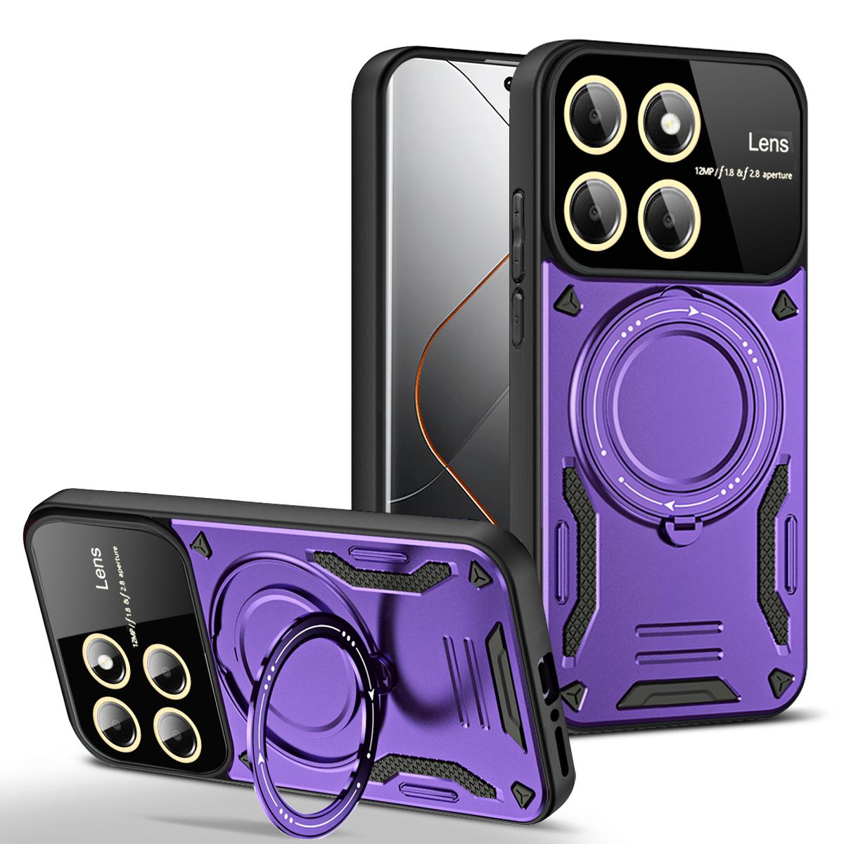 

Magnetic Shockproof Armo Case for Xiaomi 13 14 Pro 15 Ultra Mi 14T 13T 12T 11T Bracket Lens Protect Ring Magsafe Cover Funda Xiaomi 13T Pro фіолетовий