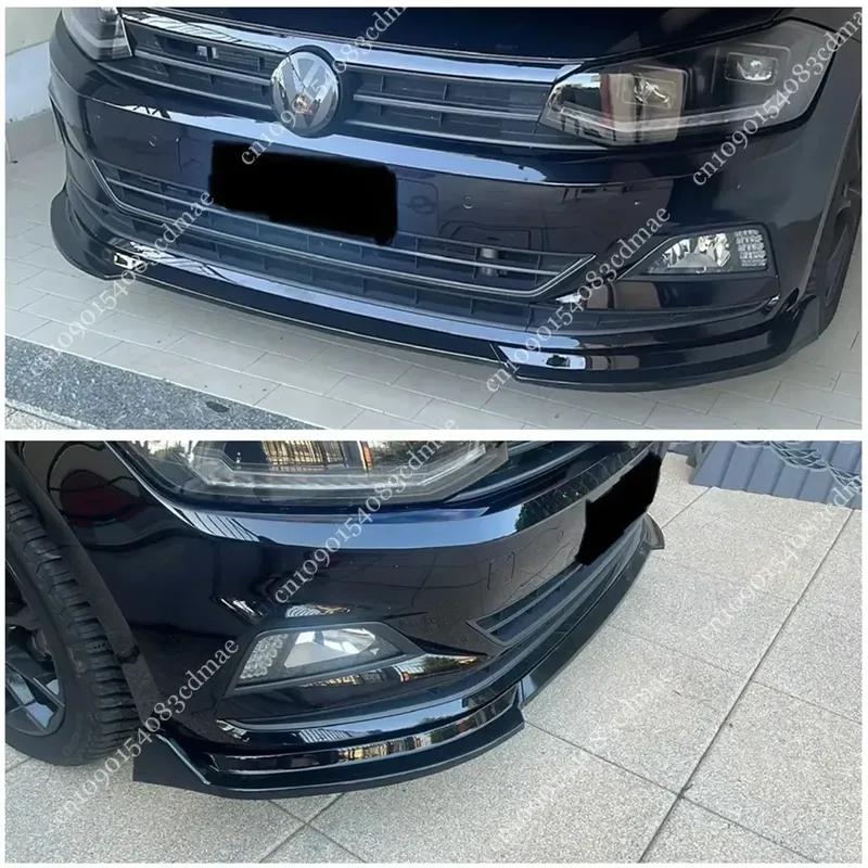 Front Bumper Splitter Lip 3Pcs for VW Polo MK5 MK6 Standard TSI TDI 2010-2021 Tuning Body Kit Guard Gloss Black UV Coat Spoiler