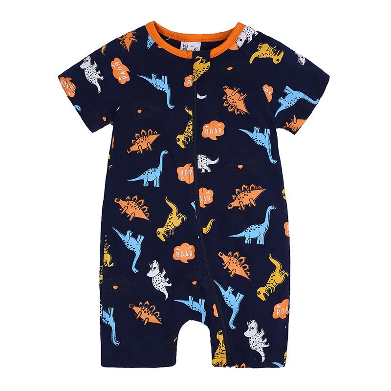 Kids Tales Lion Romper: Newborn Short Sleeve Double Zipper Jumpsuit