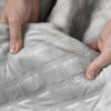 Velvi Pastel Gray Velvet Bedspread with Geometric Pattern 220x240