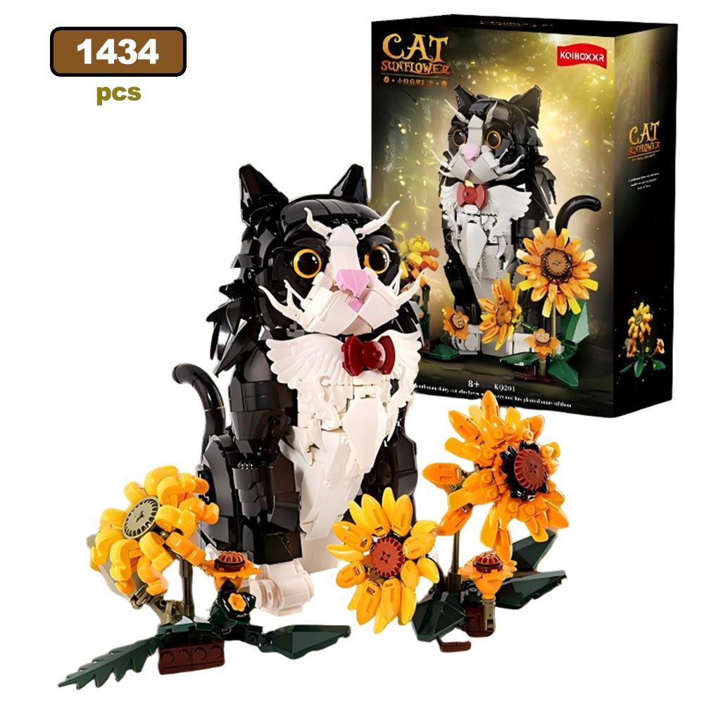 Non-Toxic Moc Rabbit Cat Model Building Blocks Creative Countryside Carrots Sunflowers Desk Ornament Assembly Animal Brick Toys Kids Gifts