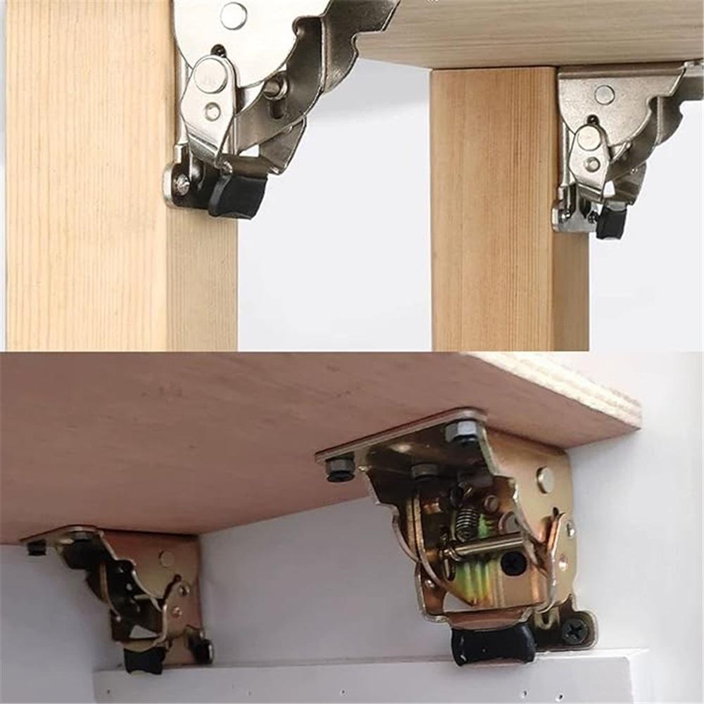  4 Folding Table Leg Brackets, 90-degree Foldable Self-locking Hinges, Tabletop Extension Brackets, Suitable For Furniture Legs.