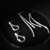 Elegent Bright Silver color Long Tassel Earrings Women's Simple Earlines Shiny Chain Fashion Earrings Wedding Y2K Jewelry