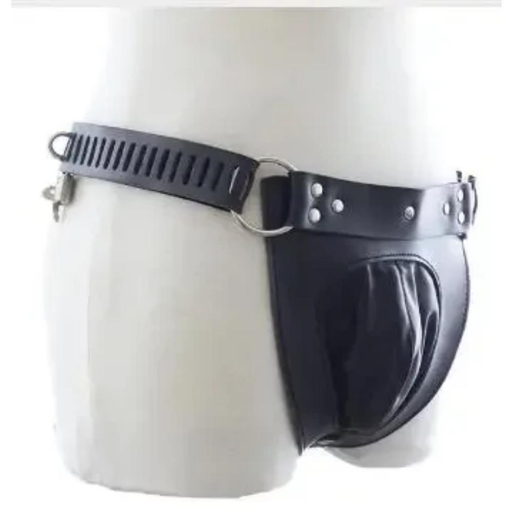 PU Leather Male Chastity Pants Cage Belt Device Sex Toys Underwear Lock Adult Erotic Penis Rings Penis Bondage Adult Products