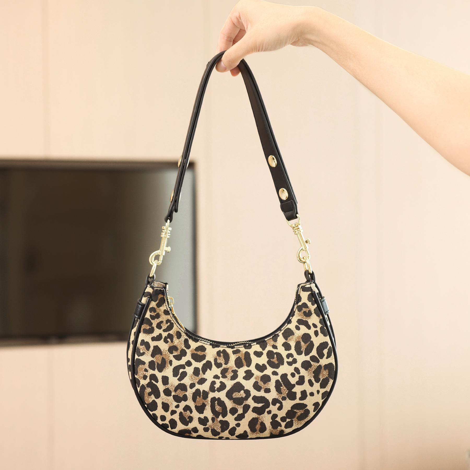 2024 Fall/Winter New Niche Design Retro Fashion Leopard Print Bag, Single Shoulder Underarm Bag, Versatile High-End Handbag чёрный