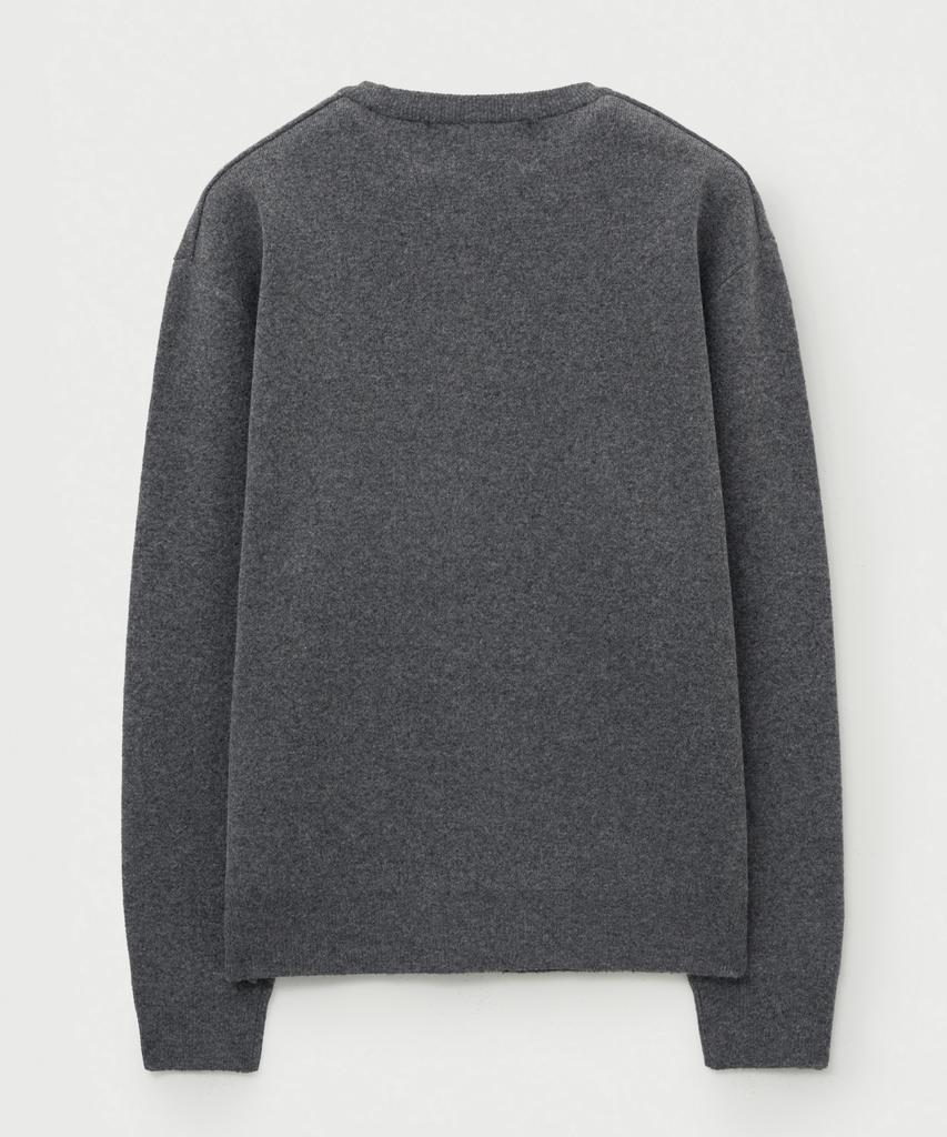 Seteo Basic Logo Jacquard Crew Neck Knit Charcoal