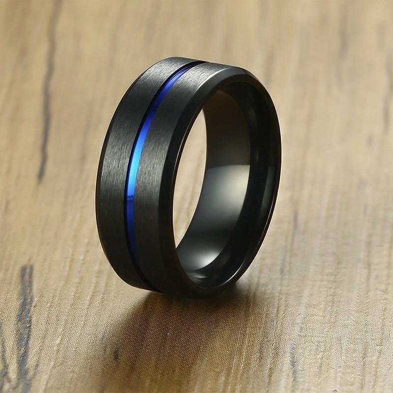 Vnox 6/8mm Svart Ring för Män Kvinnor Spår Regnbåge Rostfritt Stål Vigselringar Trendiga Broderskapsringar Casual Herrsmycken