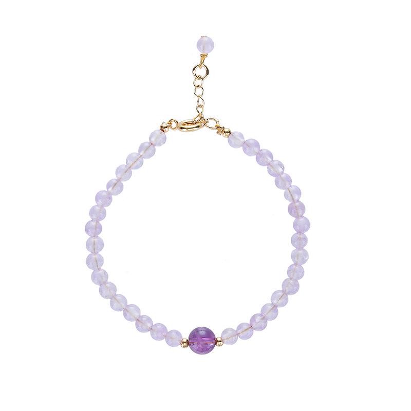 Elegante Pulseira Feminina de Ametista Lavanda - Design DIY Simples com Jade Roxo para um Estilo Gracioso