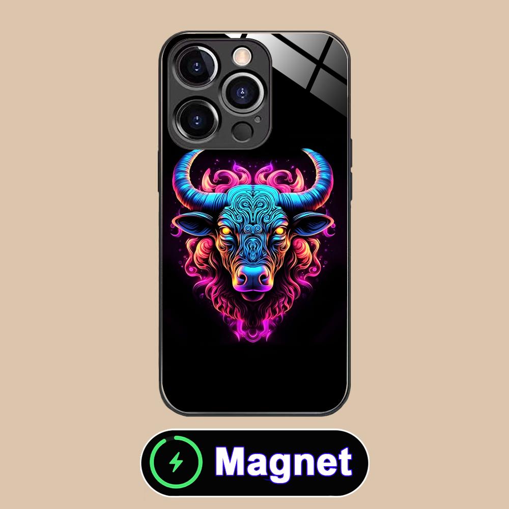 Bull Head Phone Case for iPhone 17 16 15 14 13 12 11 Air Pro Max Plus Mini Glass MagSafe Cover