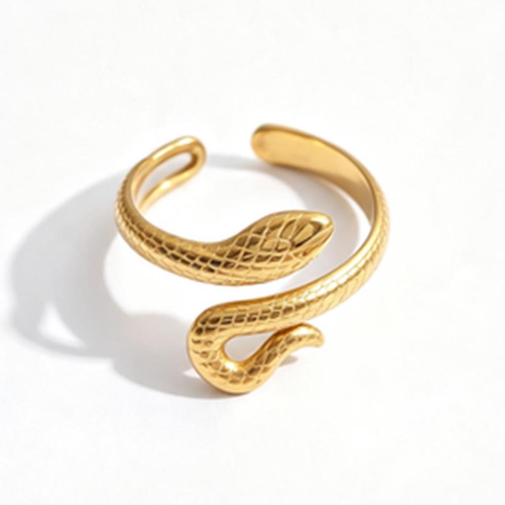 Gold Snake & Star Stainless Steel Adjustable Ring Set (9 Pieces)