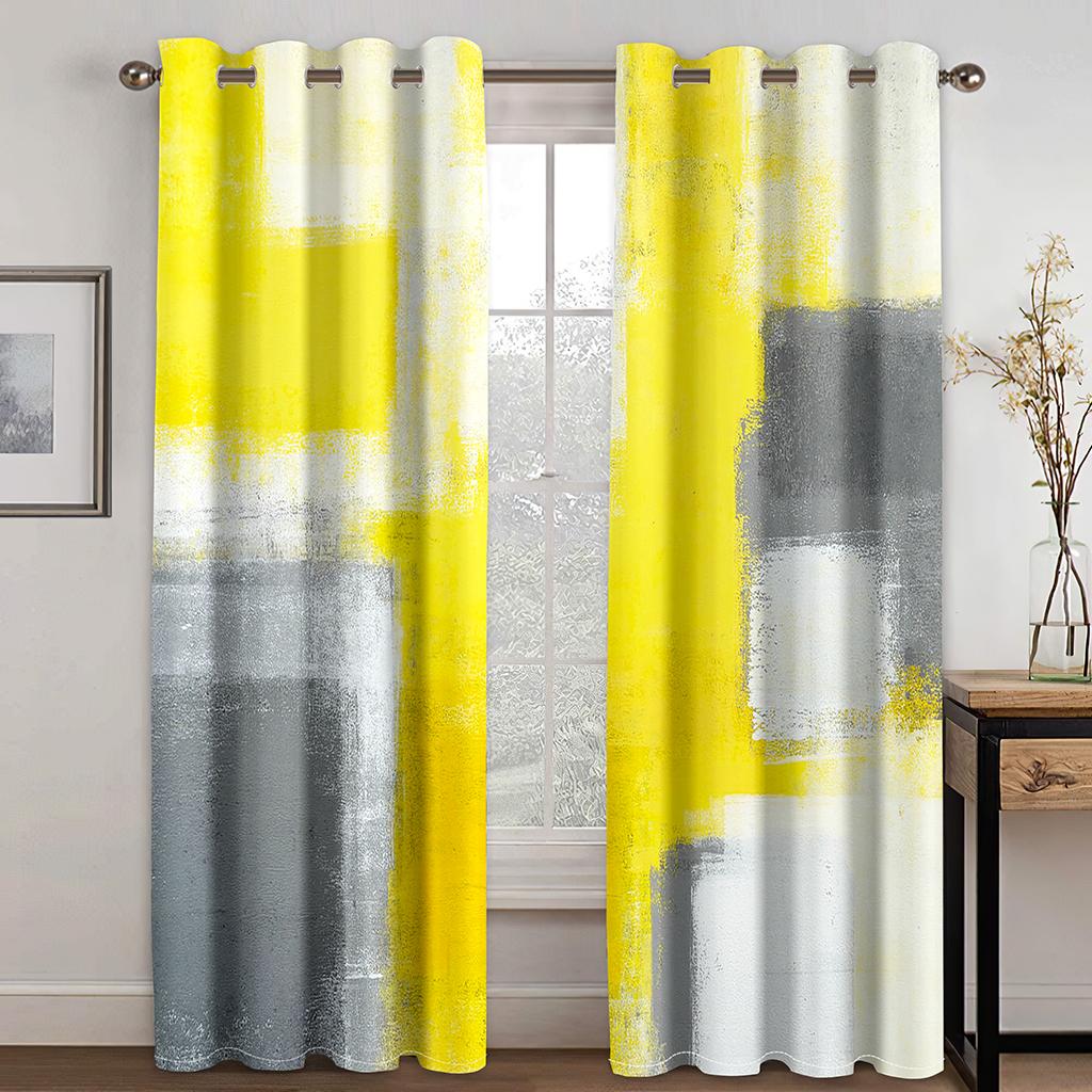Abstrsact Art Cube Luxury Window Curtains for Kids Living Room Bedroom Bathroom Kicthen Door Cupboard Home Decor Hooks 2Pieces