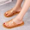 Women's Flat Sole Crystal Jelly Beach Slippers Four Seasons New Open Toe Soft Sole Non Slip Home Slippers Bathroom Slippers