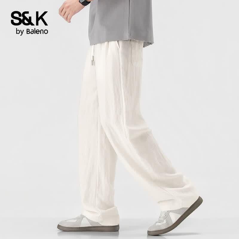 Baleno Men's S&K Lightweight Tencel Lyocell Linen Blend Straight Casual Pants