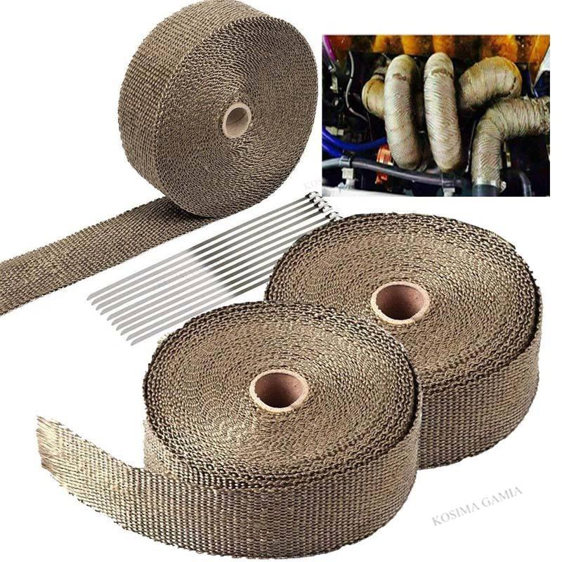 5CM x 10M Banana Cloth Insulation Cotton Exhaust Pipe Insulation Thermal Heat Wrap Roll Motorcycle Fiberglass Heat Shield Tape