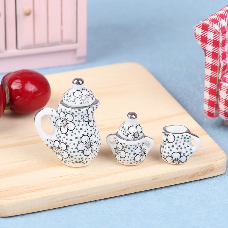 1Set 1:12 Puppenhaus Miniatur Porzellan Keramik Teetasse Set Geschirr Küche Puppenhaus Teekanne Diy Spielzeug