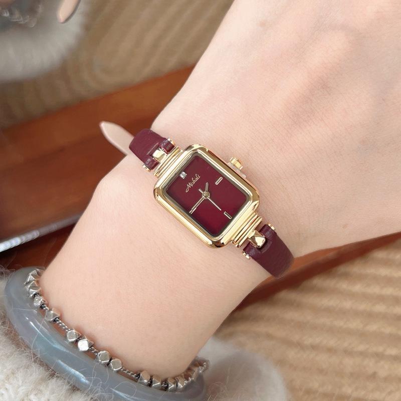Ankola Red Square Watch Women S Large Dial Watch Women S Retro Belt