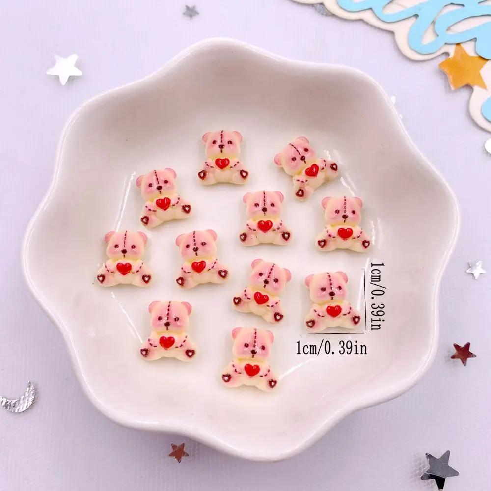 50pcs Resin Colorful Cartoon Love Bowknot Bear Figurines Flat Back Nail Art Decor DIY Scrapbook Jewellery Accessories Crafts